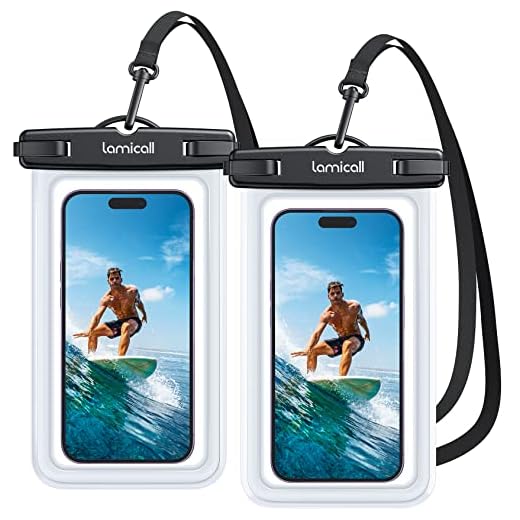 Lamicall Custodia Impermeabile Smartphone - [2 Pezzi] IPX8 Custodia Subacquea Smartphone, Cordino Staccabile e Regolabile, Borsa Impermeabile per iPhone 17 16 15 14 13 12, Samsung, Huawei, fino a 7”