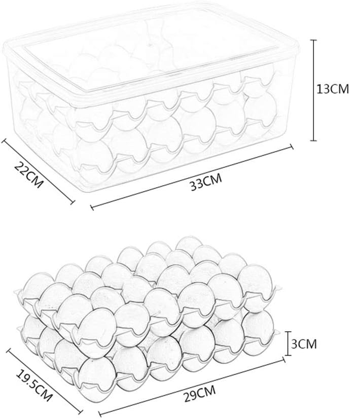Egg Tray with Lid Keep Fresh Storage Box Shockproof 24 Cells Egg Protector Holder for Refrigerator Kitchen (Color : Pink) (Blue)