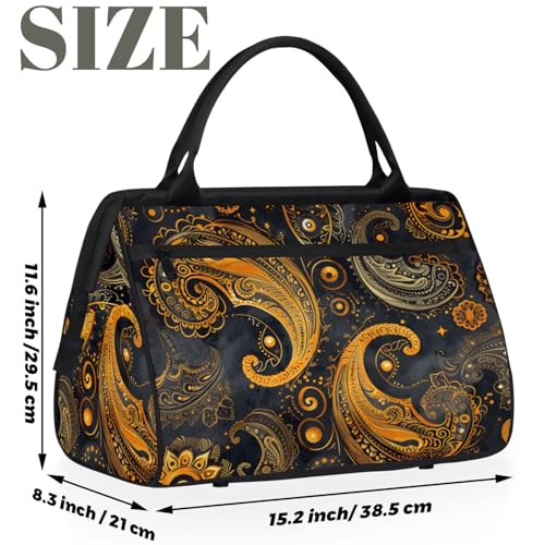 Overnight Weekender Bag for Women Men Ethnic Paisley Beautiful Waterproof Carry On Travel Duffel Bags with Zipper Lightweight Sports Gym Bag Luggage Workout Handle Bags for Traveling Yoga Camping2
