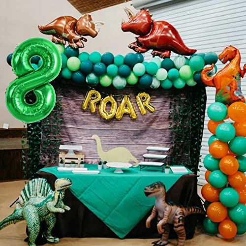 Image of TONIFUL 40 Inch Dark Green Number 8 Balloon Foil Mylar, Self Standing Birthday Party Decorations, for Wedding, Bridal Shower, Engagement, Anniversary