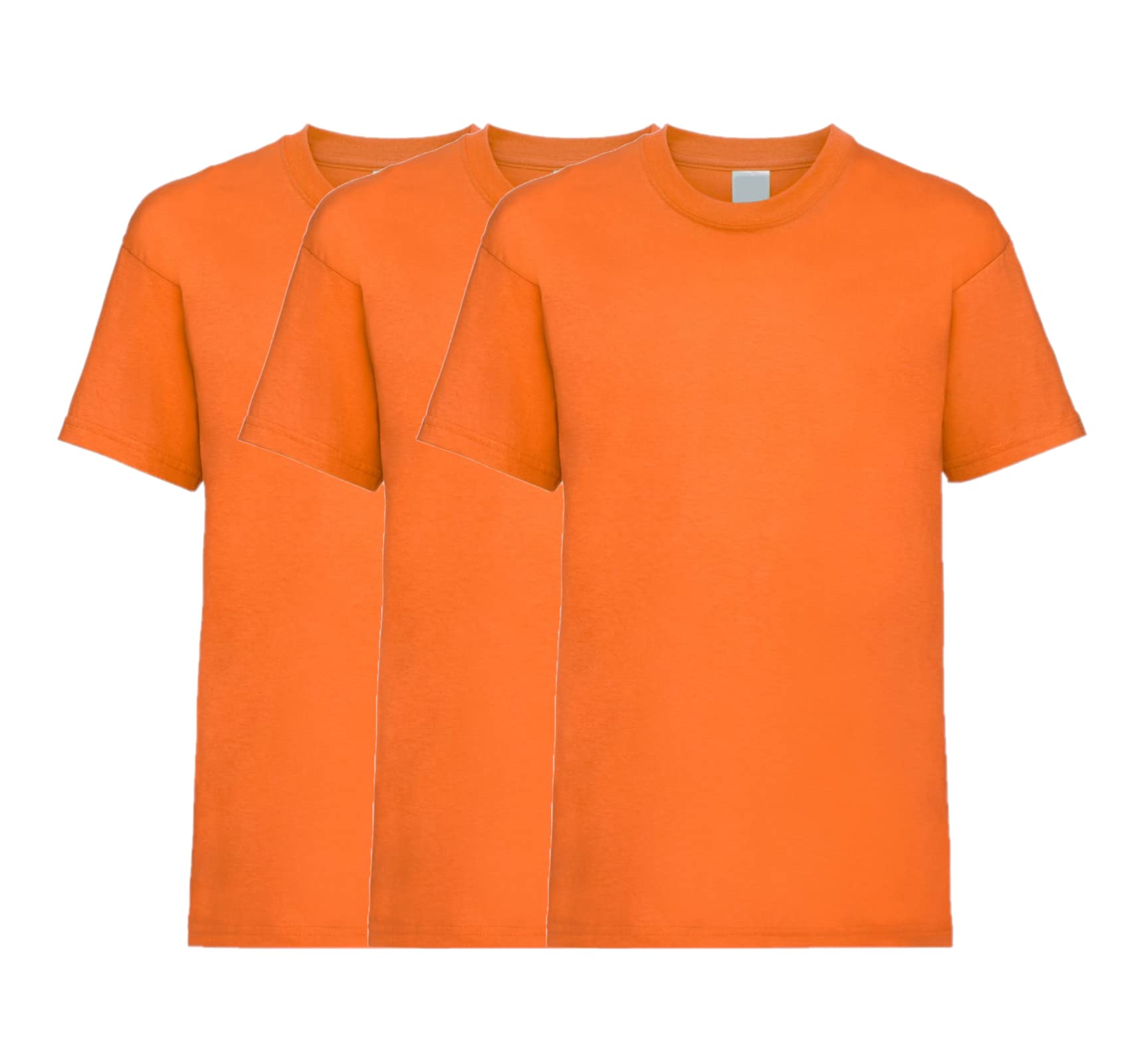 COOZO Unisex Kids Valueweight Pack of 3 Short Sleeve T-Shirts - Orange - 12-13 Years