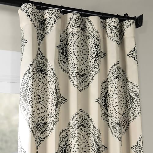 HPD Half Price Drapes Printed Room Darkening Curtains for Bedroom Living Room 50 X 120, BOCH-KC27B-120 (1 Panel) Henna Black - Image 4