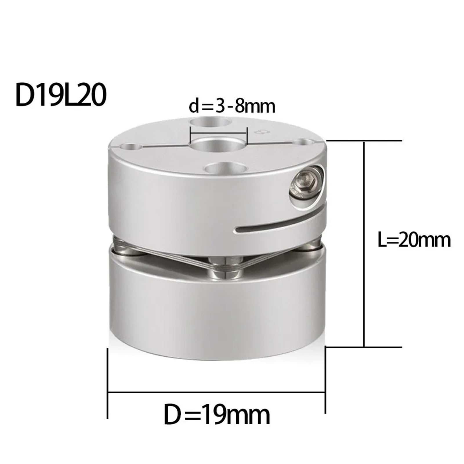 Giunto for albero motore D19L20mm Giunto for albero universale a membrana singola Giunto for trasmissione elastica a vite for servomotore(4X4)
