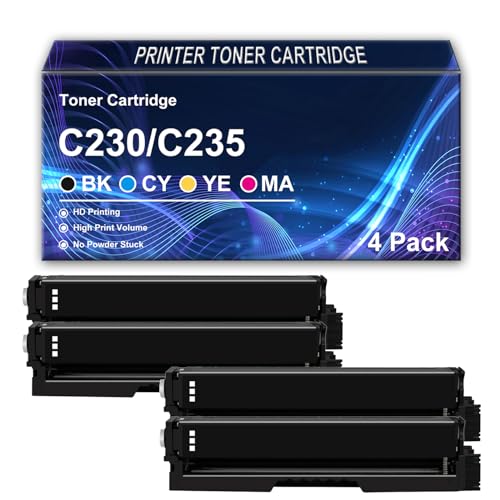 Paquete de 4 cartuchos de tóner de repuesto para Xerox C230 C235, 3000 páginas, cartucho de tinta negro, cian, magenta y amarillo de alto rendimiento para impresora C230 C235 (juego),4 Black-1Pack