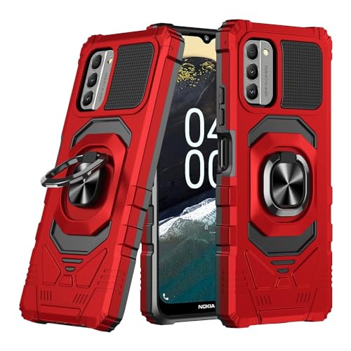 Eaglecell - for Nokia G100 Nokia C300 - Shockproof Protective Phone Case w/Ring Stand - RS7 Red