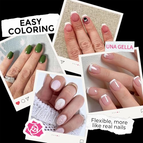 Image of UNA GELLA Extra Short Coffin Nail Tips: XS 216pcs Pre-shape Press on Nails Extra Short Coffin Gel Tips Full Cover Acrylic Fake False Nails Extension 12 Sizes Gelly Tips