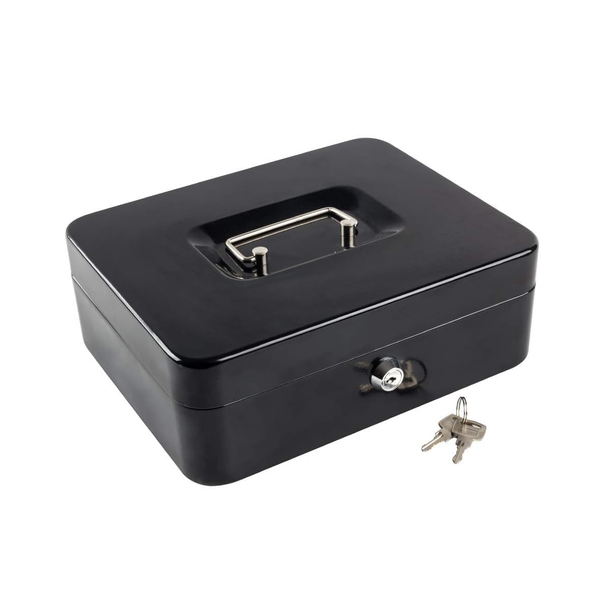 RAVIRANDAL Cash Box with Key, Metal Money Box, Cash Money Safe Box, 5 Compartments Removable Money Tray, Cash Box Metal Cash Box With Lock Key And Money Tray Small Money Box For Cash Register-picture-23