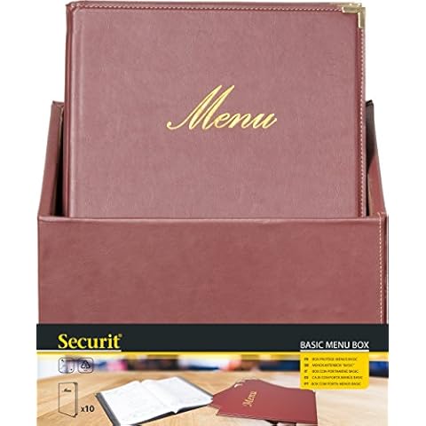 Securitprotège-menus Simili cuir de la Gamme Classique A4 (x20) Plus Box, 1 Double Insert Inclus avec Chaque menu (présente 4 Pages A4) Cover