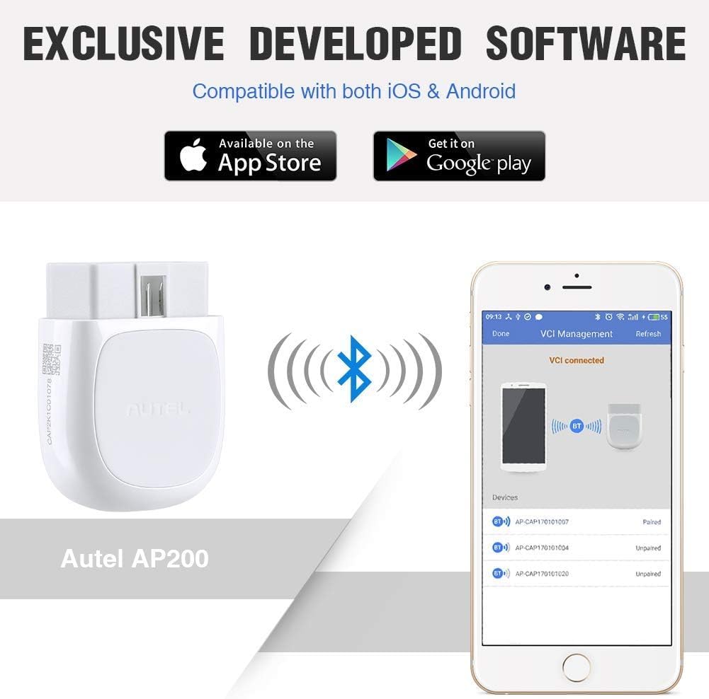 Autel AP200 OBD2 Scanner Bluetooth Diagnostica Auto Strumento Fai-da-Te Diagnosi di sistemi Completi Lettore di Codice AutoVIN Reset Olio Bianco, Simplified version of the MK808