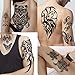 77 Sheets Tribal Temporary Tattoos for Men, 17 Sheets Half Arm Western Tribal Wolf Lion Owl Skull Fake Tattoos for Adults Women, 60 Black Tiny Tattoos Sticker for Halloween Party Supplies