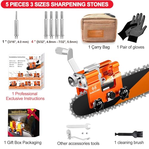 Image of Chainsaw Sharpener Jig with Carry Bag, Portable Chainsaw Sharpening Tool Kit Chain Saw Sharpener with 5 Sharpening Stone Chainsaw Accessories for 4 inch- 22 inch
