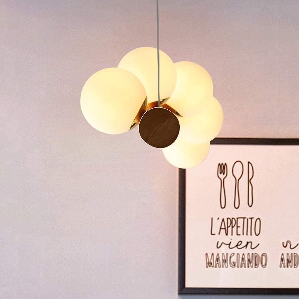 Azanaz Lampada a sospensione Legno Lampada da tavolo da pranzo Vintage,La trave di legno è lunga 80 cm, con 5 sfere di vetro - regolabile in altezza,Lampadario per Della Bar Sala da Pranzo