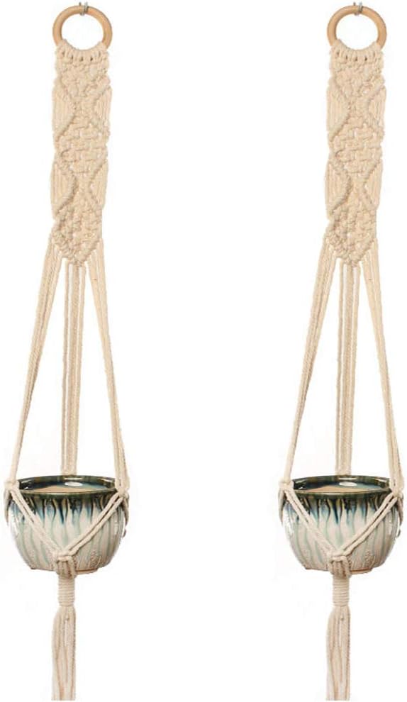 マクラメプラントハンガー コットンロープ 壁掛けプランターバスケット 屋内屋外用 フラワーポット プラントホルダー ウォールアート