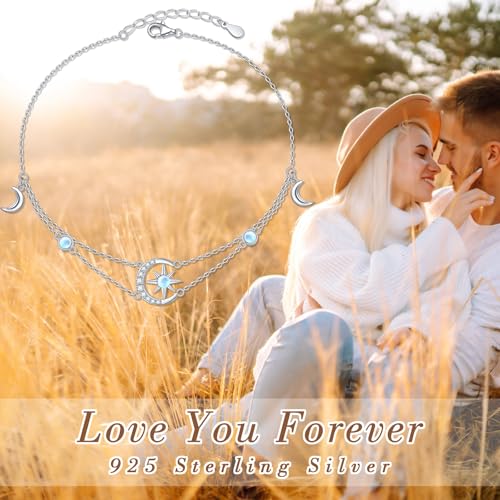 Image of S925 Ankle Bracelet for Women Heart Multilayer Anklets Dainty Beaded Chain Adjustable 9+1 Summer Cute Beach Foot Jewelry