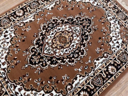 Image of TTC THREAD & TEXTURE CARPET Traditional Comfort: Power-Loomed Carpets for Living Room- Every Space Area Rug Color Gold Size 3x5 Feet (90x150cm)