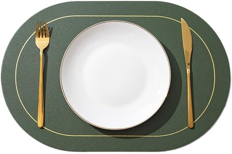 Color Contrast Oval Waterproof and Oil-Proof Western Placemat Creative Household Items(D)