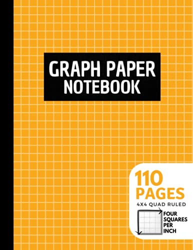 Graph Paper Notebook: 4 Squares Per Inch | 4X4 Graphing Grid Paper For Math, Science, Accounting, Engineering, Organic Chemistry Students | Large, 8.5X11 In | Orange (Graph Paper 4 Squares Per Inch) #TOP5