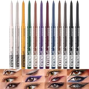 LANGMANNI 12Pcs Metal Colorful Eyeliner Pencil Set – Matte & Shimmer Eye Makeup,Smooth Use Long-Lasting & Waterproof Eyeliner Set