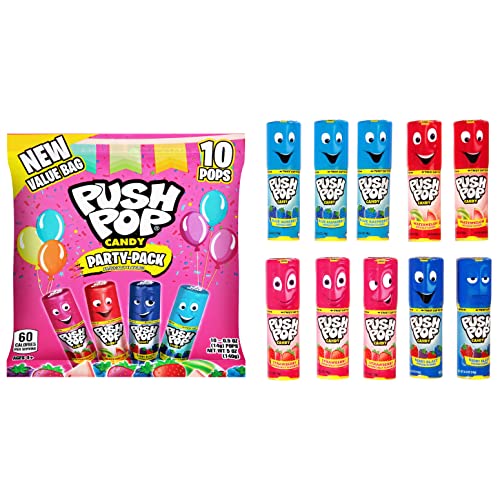 Push Pop Individually Wrapped Bulk Lollipop Variety Party Pack - 10 Count Lollipop Suckers In Assorted Fruity Flavors - Back To School Treat, Fun Candy Prize For The Classroom, & Care Packages #TOP7