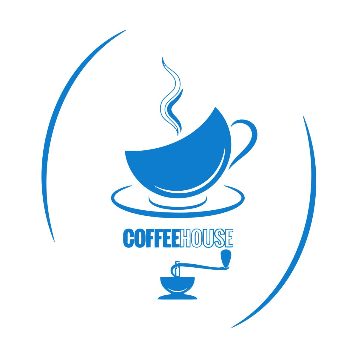 Vinyl Wall Stickers Cup of Tea Coffeehouse Hot Drinks Kitchen Cafe 36x40.2cm Art Decoration Small Blue — image 1