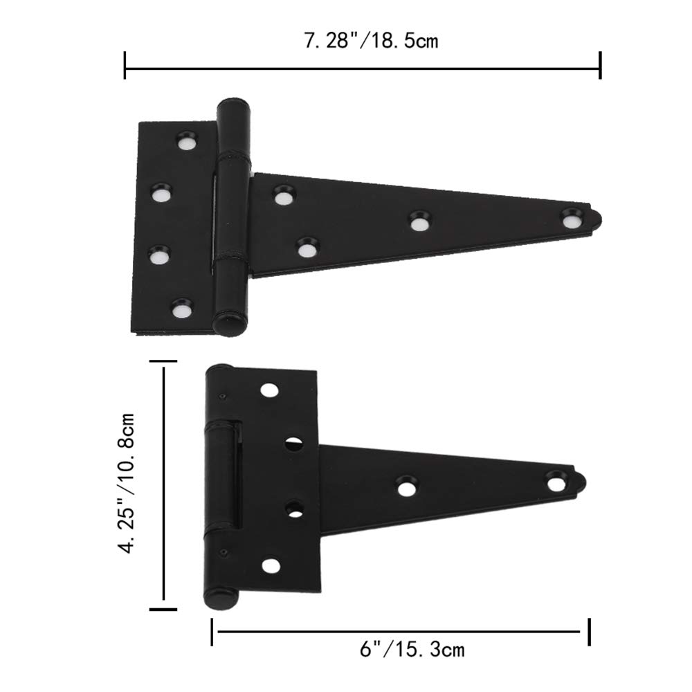 HOME MASTER HARDWARE 15 cm zestaw osprzętu do bramy ze śrubami, do ogrodzenia zewnętrznego, bramy skrzydłowej, czarne wykończenie