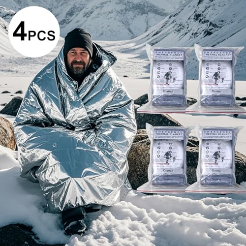 Image of OxyMed Emergency Thermal Blanket, 160 * 210 cm, Survival kit for Camping Warehouse Emergency Survival Safety (4 Pack)