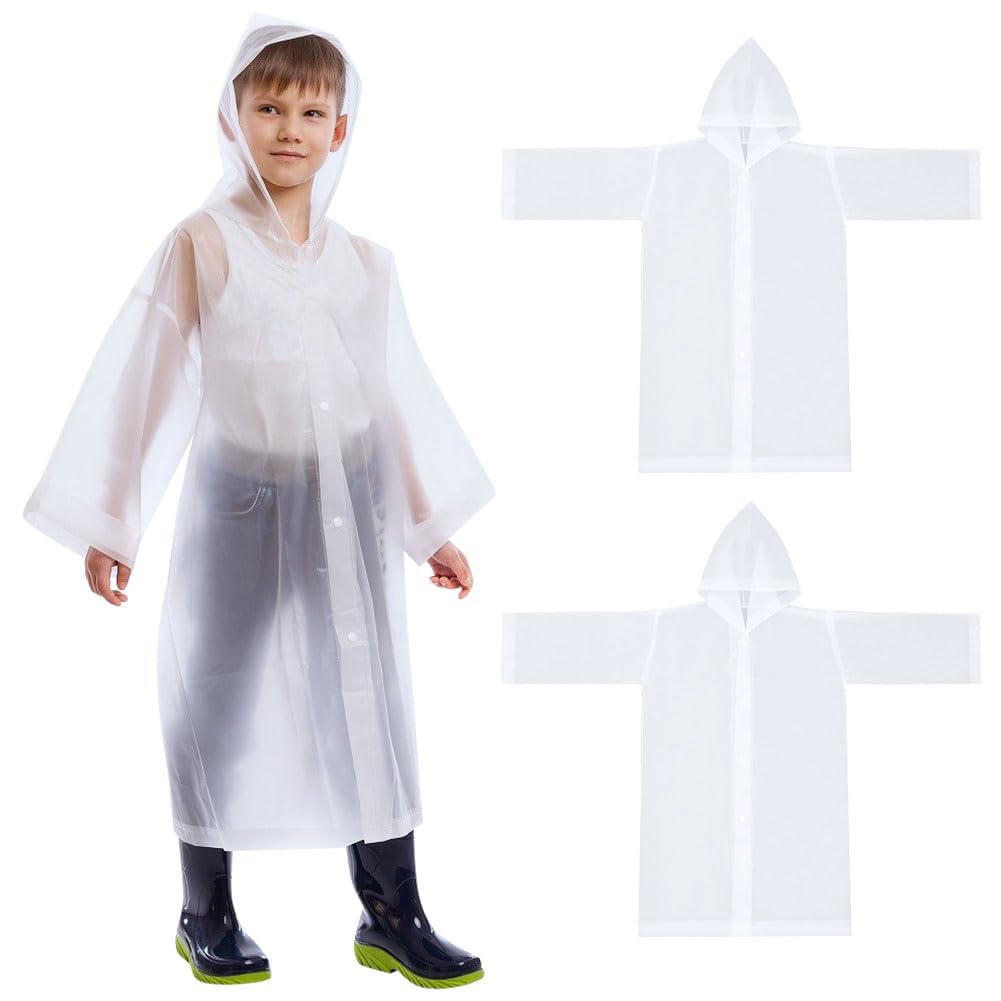 Vicloon Chubasquero Niño 2PCS Impermeable EVA Poncho Lluvia Capucha Espesar Altura 120-150 cm