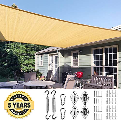 Quictent 20X20FT 185G HDPE Square Sun Shade Sail Canopy 98% UV Block Outdoor