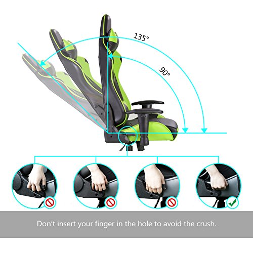 Racing-Silla-Gamer-IntimaTe-WM-Heart-Silla-Gaming-de-Ergonomica-Silla-con-Reposacabeza-Apoyo-y-Cojin-Lumbar-Cuero-Sintetico-PU-para-Los-Jugadores-de-PC-Gamer-Verde
