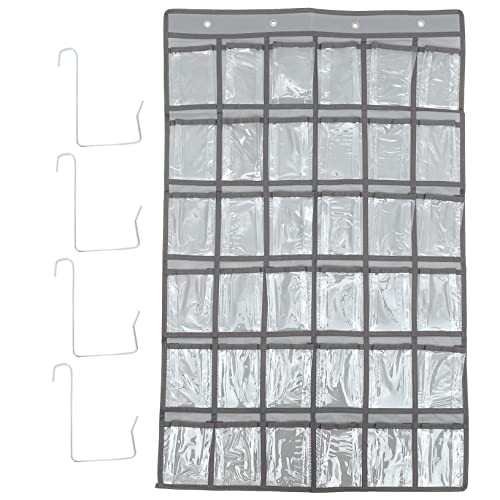 SEWACC Hanging Pocket Organizer for Phones and School Supplies Wall Storage Bag for Classroom Easy to Assemble with Pockets for Phones and Sundries Gray