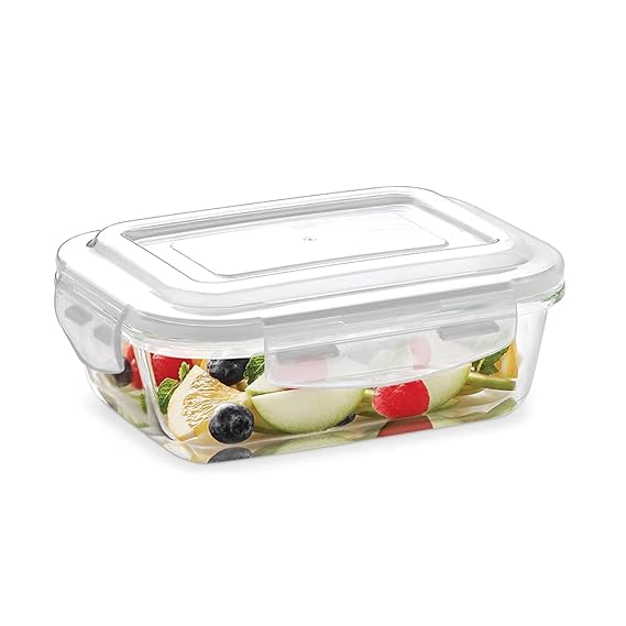 Borosil Klip & Store Rectangular Containers with Lid, 370ml