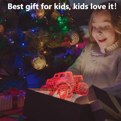 Lâmpada noturna LED Monster Truck 3D, luz noturna para meninos - Lâmpadas temáticas de caminhão mons