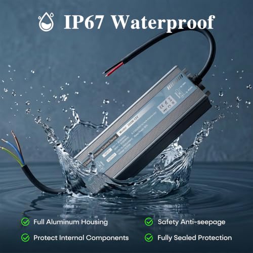 Image of QNNP LED Driver 200 Watts 12V DC Low Voltage Transformer Waterproof IP67 Power Supply Transformer Adapter AC 85V-265V to 12V DC, LED Power Supply for Indoor Outdoor Lighting