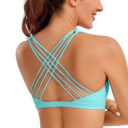 Image of CRZ YOGA Naked Feeling Strappy Sports Bras for Women - Criss Cross Back Wireless Padded Cami Yoga Workout Top