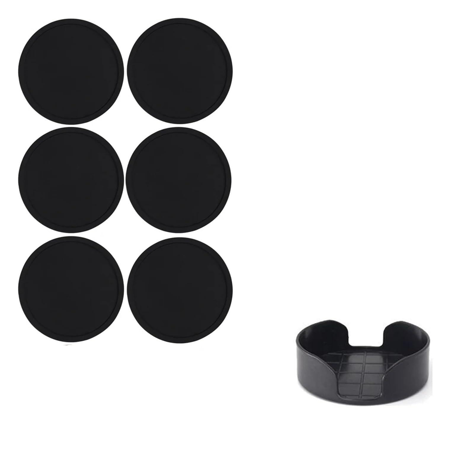 Silicone Coaster Silicone Drink Coasters with Holder Outdoor Cup Mat for Hot or Cold Drinks, Thickened, Non-Slip,Non-Stick(6pcs and holder)
