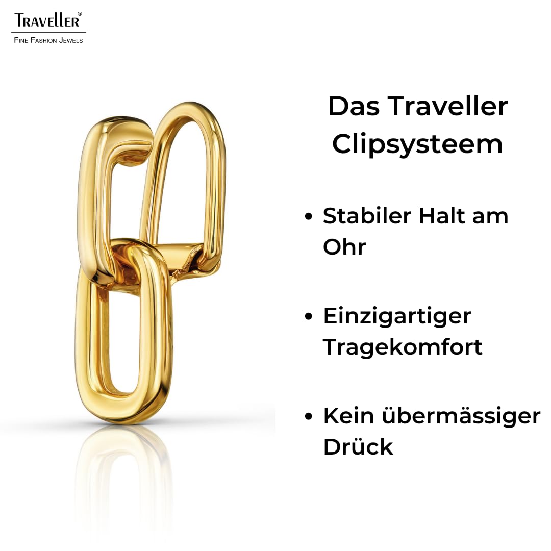 Traveller Ohrclip - Hängend - vergoldet/platiniert/bicolor