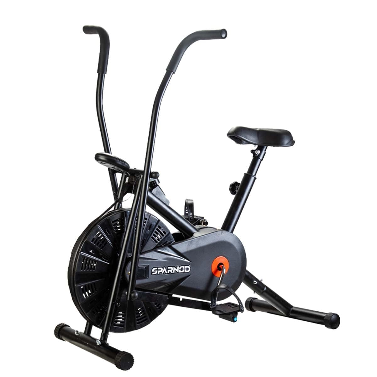 SPARNOD FITNESS SAB-06_R Upright Air Bike Exercise Cycle for Home Gym - Dual Action for Full Body Workout - Adjustable Resistance, Height Adjustable seat, Without Back Rest