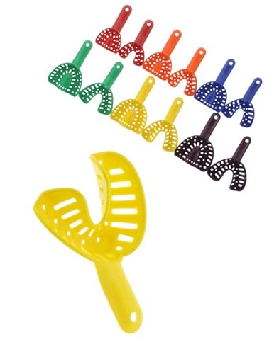 AmeriCan Goods 10/Pcs Dental DuraLock Plus Ortho Impression Trays Upper/Lower Dental Impression Tray for Adult/Children (#5 Large Lower)