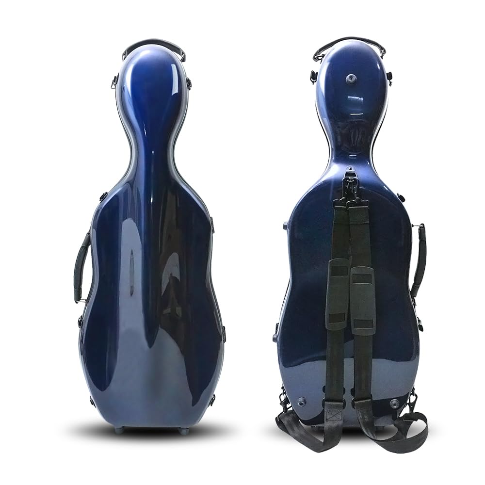 YoungMonic Advance Viola Case Gourd-shaped Fiberglass Viola Box 2 Strong Straps Strong Light Dark Blue Bags (Dark Blue)