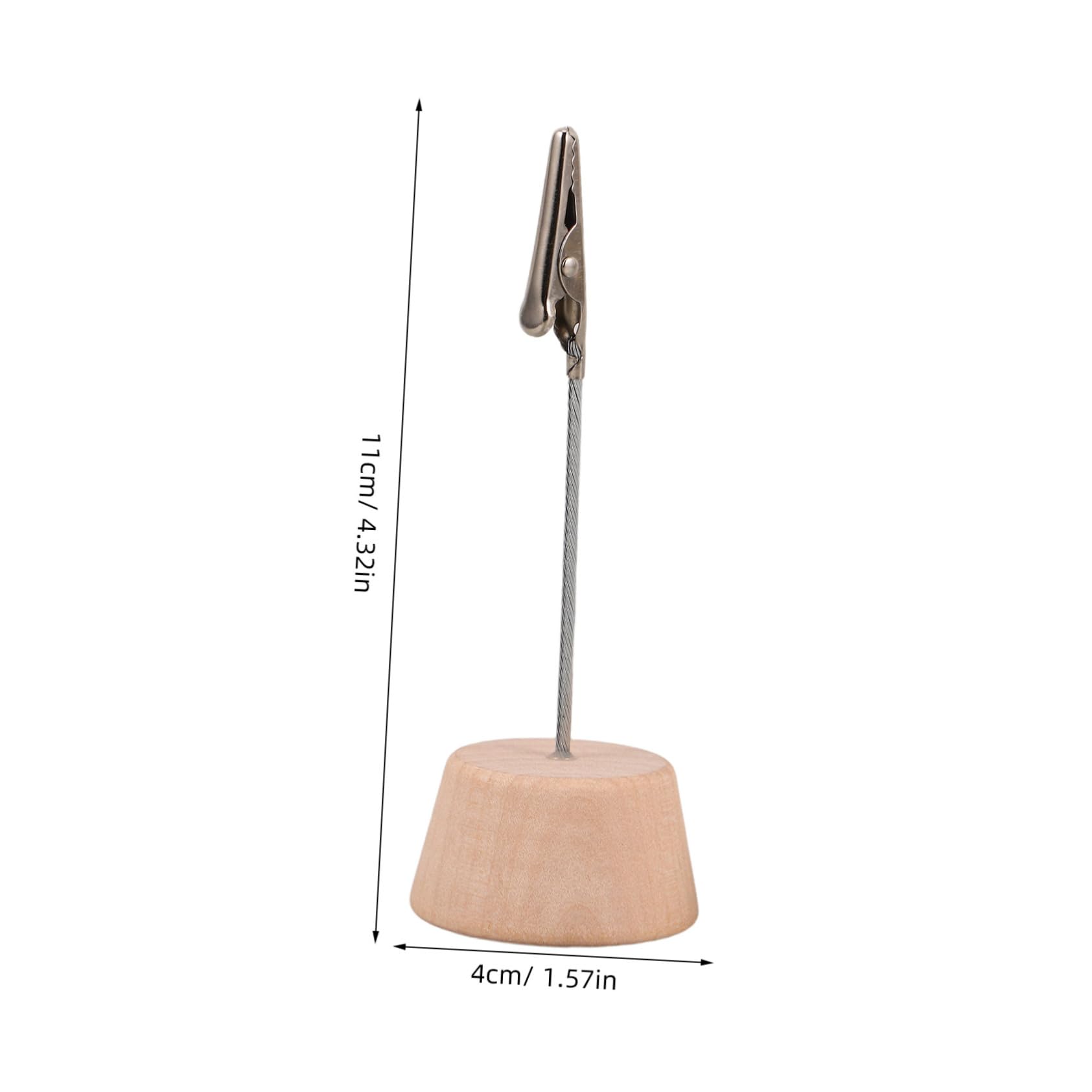 Angoily 10pcs Round Wooden Card Holders with Memo Clips for Photos Table Numbers Notes Wooden Base for Stylish Home Office Organization