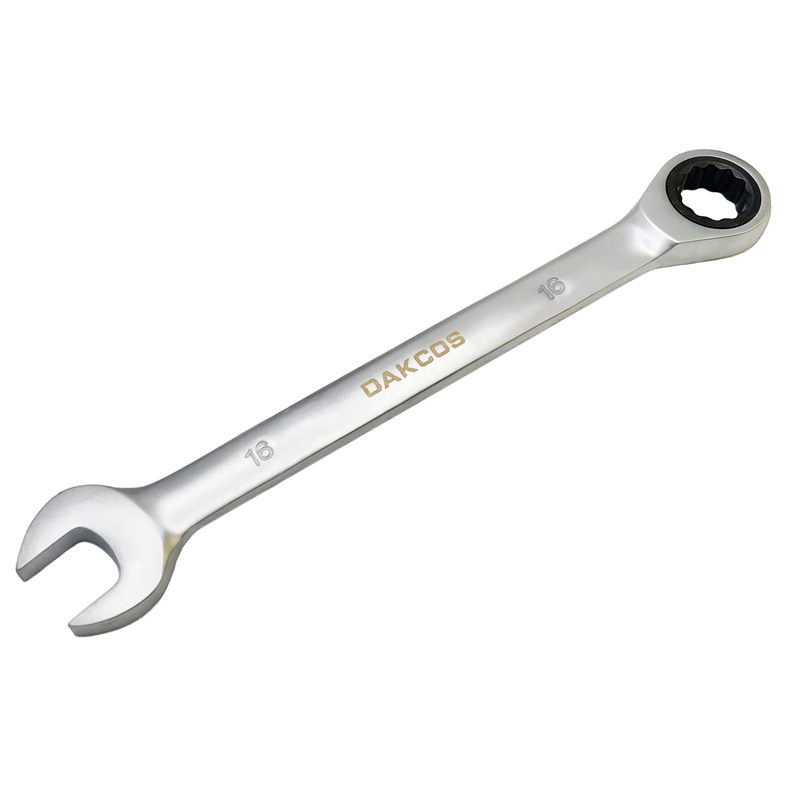 DAKCOS 16mm Fixed Head Ratchet Spanner Ratcheting Combination Wrench Cr-V