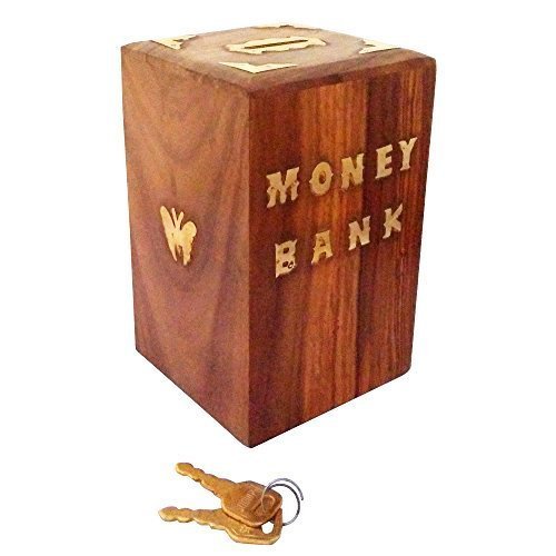 SHINING STAR ENTERPRISES Wooden Money Bank Coin Box Gullak Money Bank for Kids & Adults