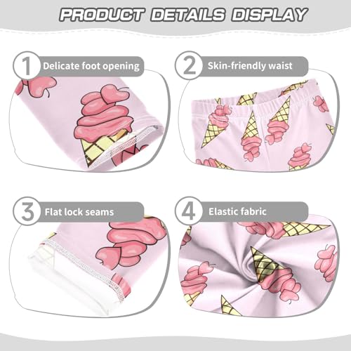 Girls' Leggings Ankle Length Printed Leggings Cute Ice Cream Pink Soft Comfortable Pants for Kids 4-10 Years4
