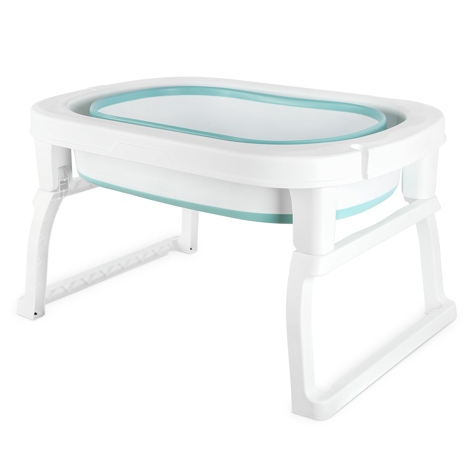 3 en 1 Bañera Plegable de Bebe de 0 a 8 Años, Bañera con Tapón de Drenaje, Capacidad de Carga de 50 KG-Baño Portátil para Niños, Antideslizante y Cómodo-72 * 51 * 42cm-azul