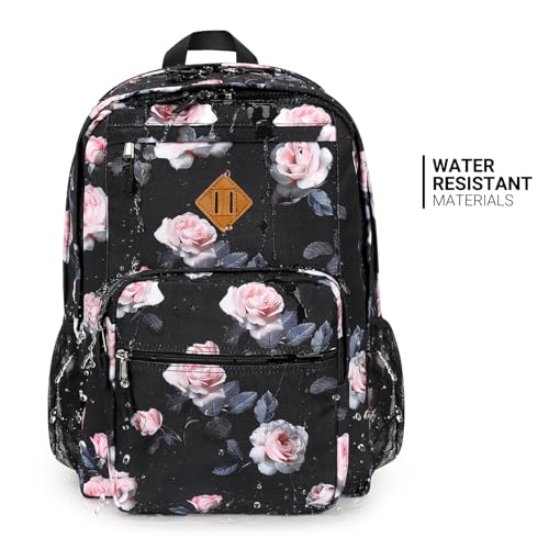Image of ZORFIN 26L Backpack for College, and Travel: Water Resistant Bookbag - Rose Black