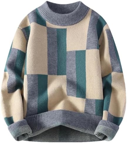 Maglione Ritorto Patchwork Retrò Giapponese Maglione Allentato Coppia Maglieria High Street Girocollo Pullover, Bianco, M - Foto 7