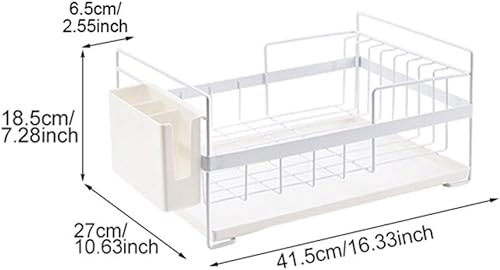 Miniatura 4 de WULFY Estante de almacenamiento de cocina, organizador de almacenamiento de platos, escurridor de platos, bandeja para fregadero de cocina, bandeja