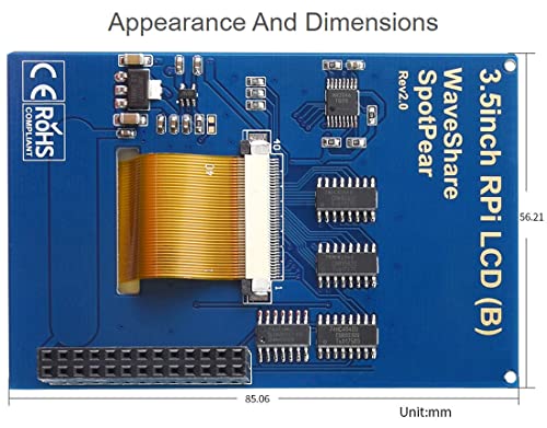 Image of Waveshare 3.5inch Resistive Touch Display, Compatible with Raspberry Pi 5 /4B /3B /Zero /Zero W /Zero 2W /Pico /Pico W /Pico WH, 480x320, IPS Screen, SPI