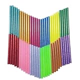 Glitter Hot Glue Sticks Baffo 60PCS 12 Colors Hot Glue Stick EVA Mini Colored Hot Melt Adhesive Glue Sticks for DIY Art Craft General Repairs and Gluing Projects Diameter 0.28 inch Length 3.9 inch