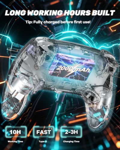 Image of MYSTILUCK Wireless Pro Controller for PS5 /PC /MAC /Steam Deck | Hall Effect Joystick & Trigger, 7 Color RGB Lighting, 6 Axis Gyroscope, 2000 mAh Battery, Turbo, Programmable, Dual Vibration